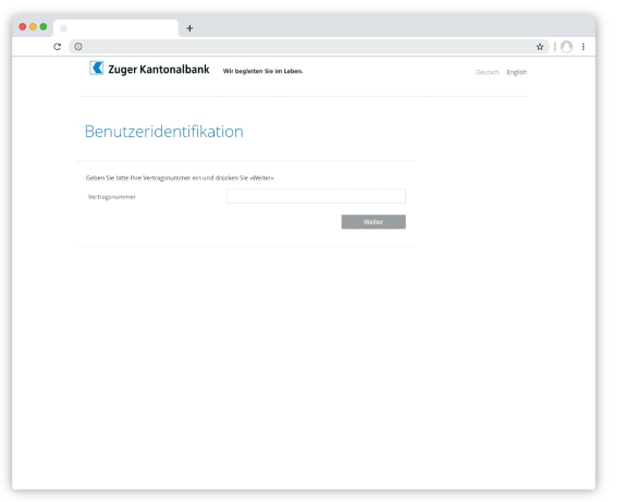 Benutzer Identifikation E-Banking mittels Vertragsnummer
