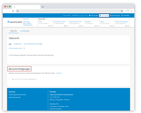 E-Banking Dokumentbenachrichtigungen