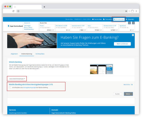 Mobile Banking Zugang aktivieren