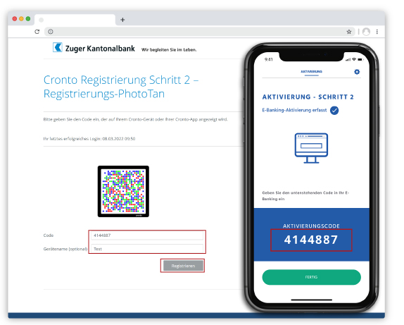 Neues Smartphone Code eingeben und benennen