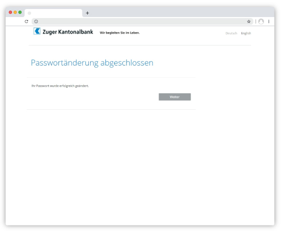 Passwortänderung abgeschlossen