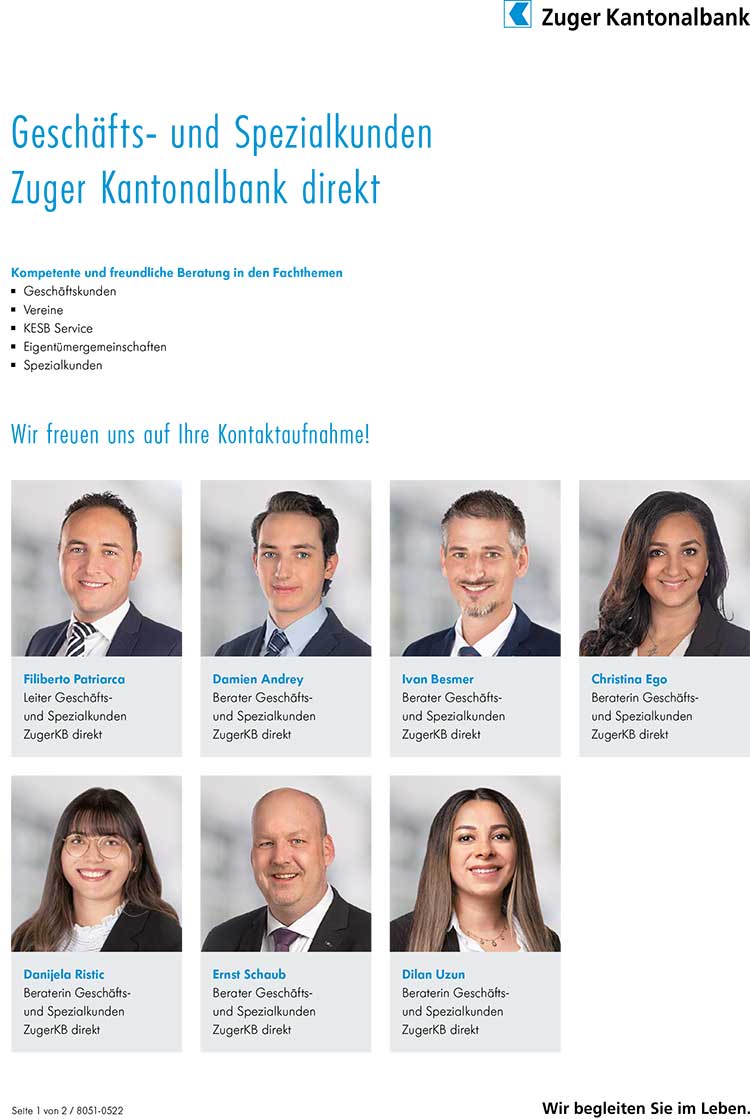 Broschüren Der Zuger Kantonalbank - Zuger Kantonalbank