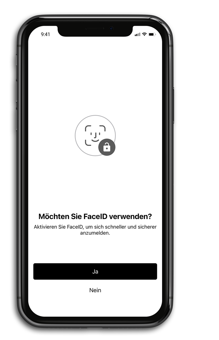 Mobiltelefon mit Dialog zu FaceID Einstellungen